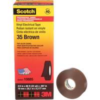 Ruban isolant en vinyle pour codification par couleur Scotch, 19 mm (3/4") la x 20 m (66') lo, 7 mils, Brun Meunier Outillage Industriel