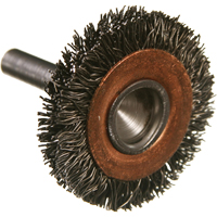 Circular Crimped Wire End Brushes, 3", 0.014" Fill, 1/4" Shank NU463 | Meunier Outillage Industriel