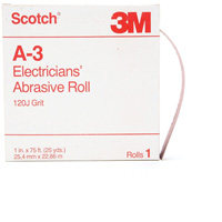Scotch&reg; A-3 Electrician's Abrasive Roll, Aluminum Oxide, 1" W x 75' L, 120 Grit Meunier Outillage Industriel