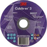 Cubitron 3 Cut-Off Wheel, 5" x 0.045", 7/8" Arbor, Type 1, Ceramic, 12250 RPM Meunier Outillage Industriel