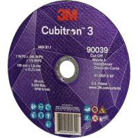 Cubitron 3 Cut-Off Wheel, 7" x 0.09", 7/8" Arbor, Type T27, Ceramic, 8500 RPM Meunier Outillage Industriel