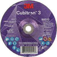 Cubitron 3 Cut and Grind Wheel, 4" x 5/32", 3/8" Arbor, Type 27, 36 Grit, Ceramic Meunier Outillage Industriel