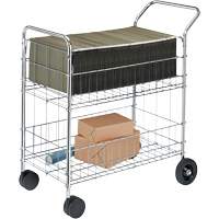 Wire Mail Cart, 200 lbs. Capacity, Chrome, 19" D x 30" L x 39-1/4" H, Chrome Plated OB185 | Meunier Outillage Industriel