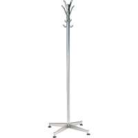 Coat Tree, 60" H, Steel, Chrome, 8 Hook(s) Meunier Outillage Industriel