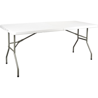 Fold-in-Half Table, Rectangular, 72" L x 30" W, Polyethylene, White ON601 | Meunier Outillage Industriel