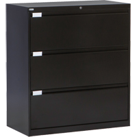 Lateral Filing Cabinet, Steel, 3 Drawers, 36" W x 18" D x 40-1/16" H, Black OP216 | Meunier Outillage Industriel