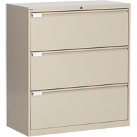 Lateral Filing Cabinet, Steel, 3 Drawers, 36" W x 18" D x 40-1/16" H, Beige OP217 | Meunier Outillage Industriel