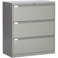 Lateral Filing Cabinet, Steel, 3 Drawers, 36" W x 18" D x 40-1/16" H, Grey OP218 | Meunier Outillage Industriel