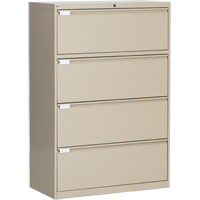 Lateral Filing Cabinet, Steel, 4 Drawers, 36" W x 18" D x 53-3/8" H, Beige OP220 | Meunier Outillage Industriel