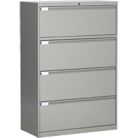 Lateral Filing Cabinet, Steel, 4 Drawers, 36" W x 18" D x 53-3/8" H, Grey OP221 | Meunier Outillage Industriel