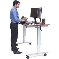 Adjustable Stand-Up Workstations, Stand-Alone Desk, 48-1/2" H x 59" W x 29-1/2" D, Walnut OP283 | Meunier Outillage Industriel