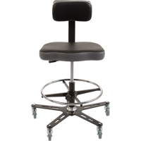 TF160™ Industrial Grade Ergonomic Chair, Mobile, Adjustable, 20-1/2" - 28-1/2", Vinyl Seat, Black/Grey OP491 | Meunier Outillage Industriel