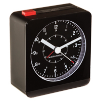 Desk Alarm Clock, Analog, Battery Operated, 3.5" W x 1.5" D x 3.75" H, Black Meunier Outillage Industriel