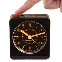 Desk Alarm Clock, Analog, Battery Operated, 3.5" W x 1.5" D x 3.75" H, Black Meunier Outillage Industriel