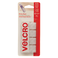 Fastener Squares, Hook & Loop, 7/8" Dia., Adhesive, White Meunier Outillage Industriel