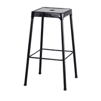 Bistro Stool, Stationary, Fixed, 29", Steel Seat, Black Meunier Outillage Industriel