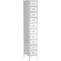 Lockers, 10 -tier, 12" x 18" x 78", Steel, Grey, Welded (Assembled) OQ710 | Meunier Outillage Industriel