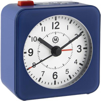 Mini Non-Ticking Alarm Clock, Analog, Battery Operated, 2.3" Dia., Blue OQ834 | Meunier Outillage Industriel