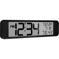 Ultra-Wide Clock with Atomic Accuracy, Digital, Battery Operated, Black OR487 | Meunier Outillage Industriel