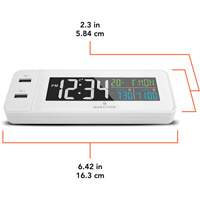 Hotel Collection Fast-Charging Dual USB Alarm Clock, Digital, Battery Operated, White OR489 | Meunier Outillage Industriel