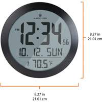 Super Jumbo Self-Setting Wall Clock, Digital, Battery Operated, 8" dia., Silver OR490 | Meunier Outillage Industriel
