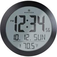 Super Jumbo Self-Setting Wall Clock, Digital, Battery Operated, 8" dia., Silver OR490 | Meunier Outillage Industriel