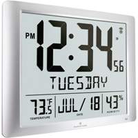 Super Jumbo Self-Setting Wall Clock, Digital, Battery Operated, Silver OR491 | Meunier Outillage Industriel