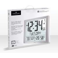 Super Jumbo Self-Setting Wall Clock, Digital, Battery Operated, Silver OR491 | Meunier Outillage Industriel
