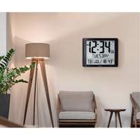 Super Jumbo Self-Setting Wall Clock, Digital, Battery Operated, Black OR492 | Meunier Outillage Industriel