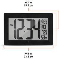 Self-Setting & Self-Adjusting Wall Clock with Stand, Digital, Battery Operated, Black OR493 | Meunier Outillage Industriel