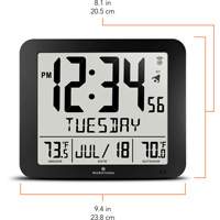 Slim Self-Setting Full Calendar Wall Clock, Digital, Battery Operated, Black OR495 | Meunier Outillage Industriel