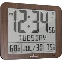Slim Self-Setting Full Calendar Wall Clock, Digital, Battery Operated, Black OR496 | Meunier Outillage Industriel