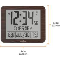 Slim Self-Setting Full Calendar Wall Clock, Digital, Battery Operated, Black OR496 | Meunier Outillage Industriel