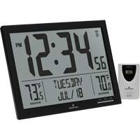 Self-Setting Full Calendar Clock with Extra Large Digits, Digital, Battery Operated, Black OR497 | Meunier Outillage Industriel