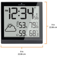 Self-Setting Weather Station and Clock, Digital, Battery Operated, Black OR504 | Meunier Outillage Industriel