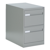 Vertical Filing Cabinet with Recessed Drawer Handles, 2 Drawers, 18.15" W x 26.56" D x 29" H, Grey OTE612 | Meunier Outillage Industriel