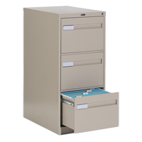 Vertical Filing Cabinet with Recessed Drawer Handles, 3 Drawers, 18.15" W x 26.56" D x 40" H, Beige OTE620 | Meunier Outillage Industriel
