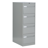 Vertical Filing Cabinet with Recessed Drawer Handles, 4 Drawers, 18.15" W x 26.56" D x 52" H, Grey OTE625 | Meunier Outillage Industriel