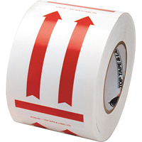 &eacute;tiquettes pour traitement sp&eacute;cial a/pictogramme Ce c&ocirc;t&eacute; vers le haut, 6" lo x 4" la, Rouge/blanc Meunier Outillage Industriel