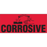 "Corrosive" Special Handling Labels, 5" L x 2" W, Black on Red PB422 | Meunier Outillage Industriel