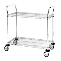 Chariot utilitaire &agrave; usage standard avec tablettes en treillis m&eacute;tallique, Chrom&eacute;, 24" x 39" x 36", Capacit&eacute; 375 lb Meunier Outillage Industriel