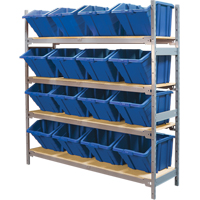 &eacute;tag&egrave;res larges avec bacs g&eacute;ants en plastique, Acier, Sans boulons, Capacit&eacute; 800 lb, 66" la x 72" h x 18" p Meunier Outillage Industriel