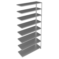 Shelving Unit, Galvanized Steel, Slotted Angle, 300 lbs. Capacity, 48" W x 96" H x 15" D Meunier Outillage Industriel
