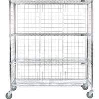 Enclosed Wire Shelf Cart, Chrome Plated, 60" x 69" x 18", 800 lbs. Capacity RN561 | Meunier Outillage Industriel