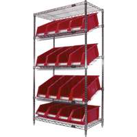 Slanted Wire Shelf with Bins, 5 Tiers, 36" W x 63" H x 18" D Meunier Outillage Industriel