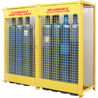 Gas Cylinder Cabinets, 20 Cylinder Capacity, 88" W x 30" D x 74" H, Yellow SAF848 | Meunier Outillage Industriel