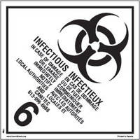 Infectious Substances TDG Shipping Labels, 4" L x 4" W, Black on White SAG874 | Meunier Outillage Industriel