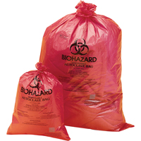 Biohazard Disposal Bags - Orange-Red, Bio-Hazard, 19" L x 14" W, 0.0317 mm, 200 /pkg. SAM046 | Meunier Outillage Industriel