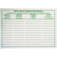 First Aid Kit Inspection Report Cards SAY532 | Meunier Outillage Industriel