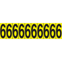 Individual Adhesive Number Markers, 6, 1-15/16" H, Black on Yellow SC837 | Meunier Outillage Industriel